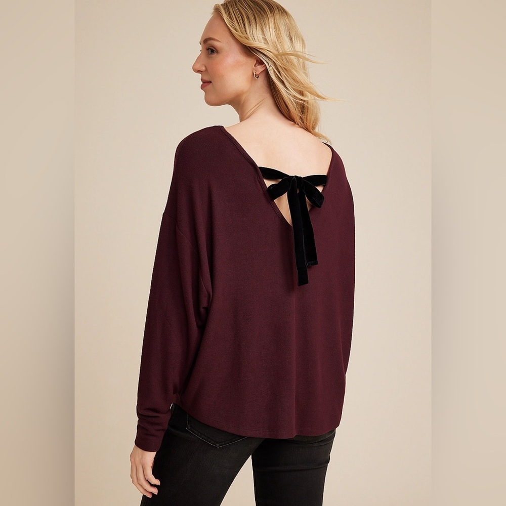 Sold!! Maurices Burgundy Blouse with Back Bow